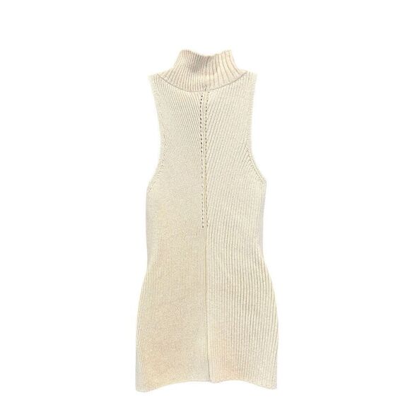 PROENZA SCHOULER High-Neck Ribbed Cotton-Blend Tank Top in Ecru NWT Size Small - Picture 7 of 9